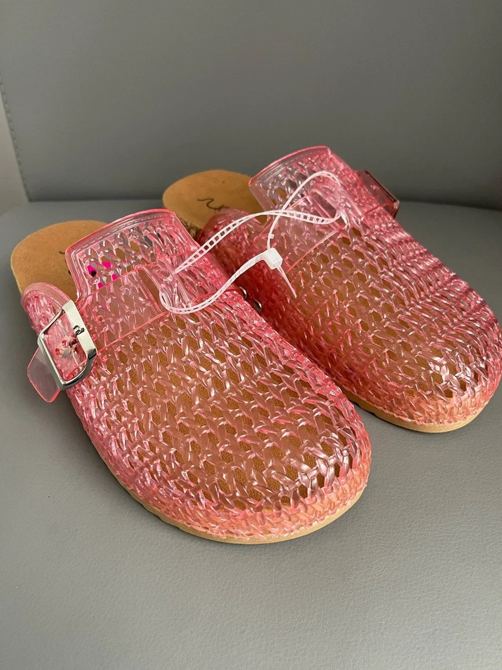 Sugar Pink Jelly Clogs Cork Footbed Slides Sandals Girls Size 5